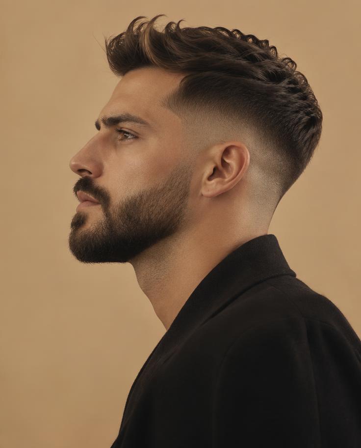Man with a sharp fresh barber haircut and groomed beard